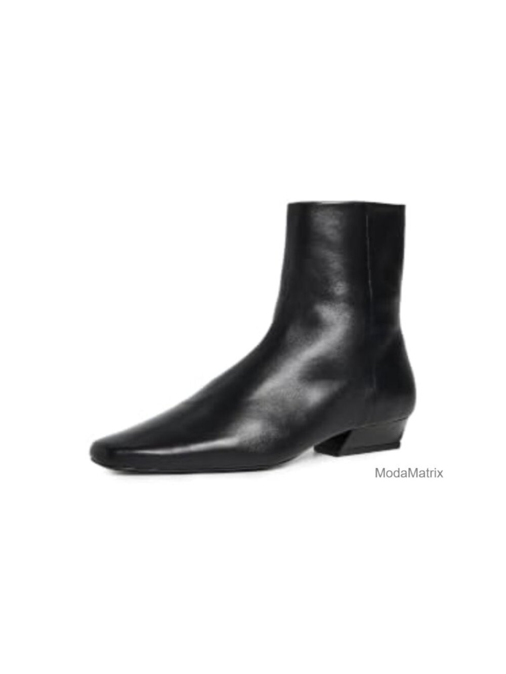 Lambskin Square Toe Flat Ankle Boots Zip Closure